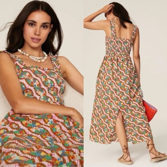 Rhode Maggie Smocked Patchwork Cotton Dress - Picture 2 of 8